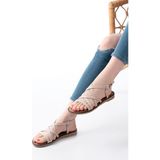 Zerenyus ZRİN-017 Premium Bej Ortopedik Hakiki Deri Kadın Sandalet