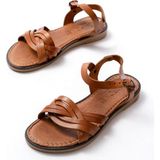 Zerenyus ZRİN-037 Premium Taba Hakiki Deri Ortopedik Taban Kadın Sandalet