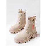 Zerenyus ZRİN-086 Premium Bej Fashion Aksesuarlı Fermuarlı Günlük Kadın Bot