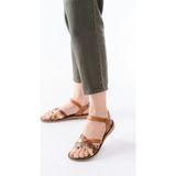 Zerenyus ZRİN-093 Premium Taba Garni Hakiki Deri Kadın Sandalet