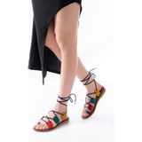 Zerenyus ZRİN-205-01 Premium Multi Bilekten Bağlamalı Ortopedik Hakiki Deri Kadın Sandalet