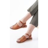 Zerenyus ZRİN-205-029 Premium Ortopedik Hakiki Deri Kadın Sandalet Taba