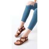 Zerenyus ZRİN-205-09 Premium Koyu Kahve Ortopedik Hakiki Deri Kadın Sandalet - Kahverengi