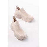 Zerenyus ZRİN-707 Bej Triko Faillant Taban Slip-On Taşlı Kadın Spor Ayakkabı