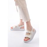Zerenyus ZRİN3-572 Premium Beyaz Günlük Dolgu Topuk Kadın Sandalet