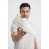 Zerenyus ZRK-X106 Premium Rahat Slip-On Bağcıksız Nefes Alan Triko Erkek Ayakkabı Beyaz