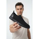 Zerenyus ZRK-X106 Premium Rahat Slip-On Bağcıksız Nefes Alan Triko Erkek Ayakkabı Siyah