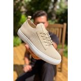 Zerenyus ZRK-X110 Premium Rahat Slip-On Bağcıksız Nefes Alan Triko Erkek Ayakkabı Bej