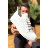 Zerenyus ZRK-X110 Premium Rahat Slip-On Bağcıksız Nefes Alan Triko Erkek Ayakkabı Beyaz