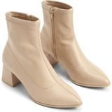 Zerenyus ZRNE-B07 Premium Bej Fermuarlı Streç Topuklu Bot 6 cm - Dar Kalıp 1 Beden Büyük Sipariş Veriniz!
