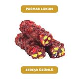 Zereşk Üzümü Kaplı Antep Fıstıklı Nar Aromalı Parmak (Fitil) Lokum