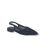 Zerhan 155 Kadın Siyah Pırıltılı Dantel File Arkası Açık Babet Ayakkabı