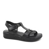 Zerhan G1015 Siyah Cırtlı Yumuşak Taban Comfort Kadın Sandalet