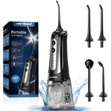 Zerhunt Su Diş Pensesinde Dişler için Seçim: 4 Modlu Akülü Taşınabilir Su Pensesinde Diş Temizleyici Şarj Edilebilir 300ML IPX7 Su Geçirmez Oral Irrigator Ev Seyahat için Diş İpi Temizleme Seçimleri, Siyah