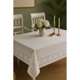 Zeria Home Dertsiz Leke Tutmaz Dantel Desenli Masa Örtüsü 160x220 Bej