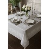 Zeria Home Dertsiz Leke Tutmaz Dantel Desenli Masa Örtüsü 160x220 Gri
