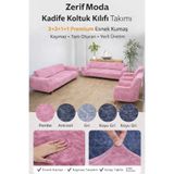 zerif home Kadife Koltuk Örtüsü Takımı 3+3+1+1 Esnek Lastikli Kaymaz Tam Oturan Kanepe Kılıfı