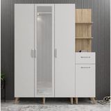 Zerka Concept Açelya Meşe Beyaz 160 cm M3 Portmanto