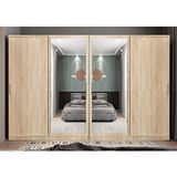 Zerka Concept Albero Sürgü Kapaklı Gizli Çekmeceli Meşe 360 cm Gardrop