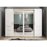 Zerka Concept Bella Sürgü Kapaklı 208 cm Beyaz Meşe Gardrop
