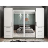 Zerka Concept Bella Sürgü Kapaklı Füme Beyaz 208 cm Gardrop