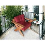 Zerka Concept Berlin Masif Ahşap Bahçe Balkon Koltuk Kestane Ağacı - 1 Adet Tekli Koltuk Bordo K.T
