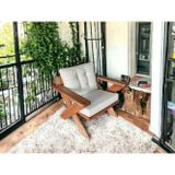 Zerka Concept Berlin Masif Ahşap Bahçe Balkon Koltuk Kestane Ağacı - 1 Adet Tekli Koltuk Krem K.T
