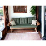 Zerka Concept Berlin Masif Ahşap Bahçe Balkon Koltuk Kestane Ağacı - 1 Adet Üçlü Koltuk Haki Yeşil K.t.
