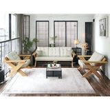 Zerka Concept Berlin Masif Ahşap Bahçe Balkon Koltuk Takımı Kestane Ağacı - 1 Adet Üçlü 2 Adet Tekli Krem A.t.