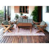 Zerka Concept Berlin Masif Ahşap Bahçe Balkon Koltuk Takımı Kestane Ağacı 1 Adet Üçlü 2 Adet Tekli Ve Masa Gri K.T