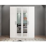 Zerka Concept Bevel 4 Kapaklı Gizli Çekmeceli Beyaz 140 cm Gardrop