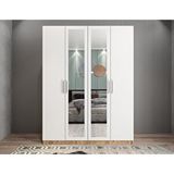Zerka Concept Bevel 4 Kapaklı Gizli Çekmeceli Çam Beyaz 180 cm Gardrop