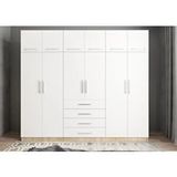 Zerka Concept Biray 12 Kapaklı Meşe Beyaz 208 cm Gardrop
