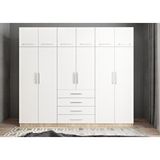 Zerka Concept Biray 12 Kapaklı Meşe Beyaz 270 cm Gardrop