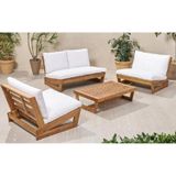 Zerka Concept Conforlove Bahçe Balkon Masif Kestane Ahşap Koltuk 1 Adet İkili 2 Adet Tekli Koltuk ve Orta Sehpa