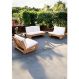 Zerka Concept Conforlove Bahçe Balkon Masif Kestane Ahşap Koltuk 1 Adet İkili 2 Adet Tekli Koltuk
