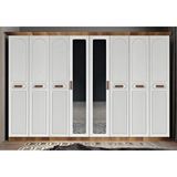 Zerka Concept Falcon Membran 8 Kapaklı 4 Çekmeceli Ceviz Beyaz 320 cm Gardrop