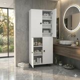 Zerka Concept Firan Mdf 6 Raflı Çok Amaçlı Mutfak Banyo Ayakkabılık Dolabı 70CM - Beyaz