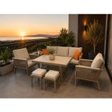 Zerka Concept Kanyon Metal Bahçe Balkon Teras Koltuk Takımı 3+1+1+Masa+2 Adet Puf