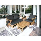Zerka Concept Monza Bahçe Balkon Masif Kestane Ahşap Kollu Koltuk Takımı - 1 Adet Ikili 1 Adet Tekli ve Orta Sehpa Antrasit Gri