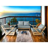 Zerka Concept Monza Bahçe Balkon Masif Kestane Ahşap Kollu Koltuk Takımı -1 Adet Ikili 2 Adet Tekli Gri
