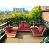 Zerka Concept Nepal Bahçe Balkon Masif Çam Ahşap Koltuk Takımı 1 Adet Ikili 2 Adet Tekli Bordo