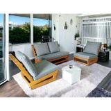 Zerka Concept Nepal Bahçe Balkon Masif Çam Ahşap Koltuk Takımı -1 Adet Ikili 2 Adet Tekli Gri