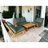 Zerka Concept Nepal Bahçe Balkon Masif Çam Ahşap Koltuk Takımı 1 Adet Ikili 2 Adet Tekli Ve Orta Sehpa Haki Yeşil