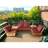 Zerka Concept Nepal Bahçe Balkon Masif Kestane Ahşap Koltuk 1 Adet ikili 2 Adet Tekli Bordo