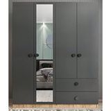 Zerka Concept Point 4 Kapaklı Füme Çam Gardırop Dolap