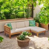 Zerka Concept Prime Masif Kestane Ahşap Bahçe Balkon Sehpasız Köşe Takımı Meşe - Krem - Renk