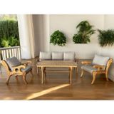 Zerka Concept Vanessa Masif Ahşap Bahçe Balkon Koltuk Kestane Ağacı 3+1+1 Koltuk, Masa Takımı