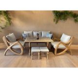 Zerka Concept Violet Masif Ahşap Bahçe Balkon Koltuk Kestane Ağacı 3+1+1 Koltuk, Masa Takımı
