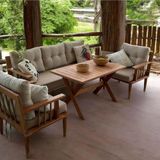 Zerka Concept Vizyon Masif Ahşap Bahçe Balkon Takımı Gürgen Ağacı 3+1+1+Masa